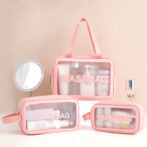 New Six-piece Transparent Makeup Bag Beach Hanging Toiletry Bag For Women